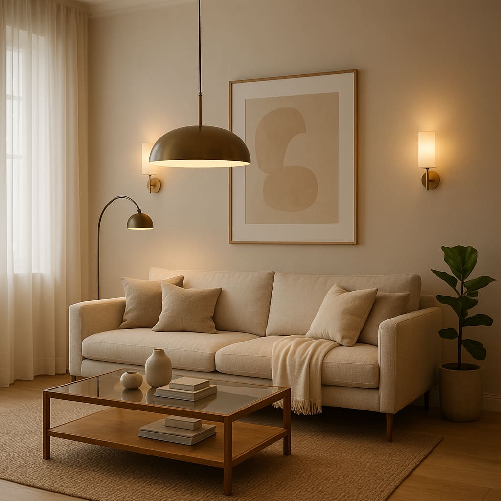 Modernes Wohnzimmer mit Lichtzonen